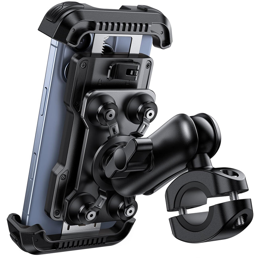 Lamicall Motorcycle Phone Mount Holder - [Dual Vibration Dampener] [720° Adjustment Arm] Motorcycle Cell Phone Holder, Bike Handlebar Phone Mount for iPhone 17 Pro/Air/16/15/14 Pro Max, 4.7-6.7