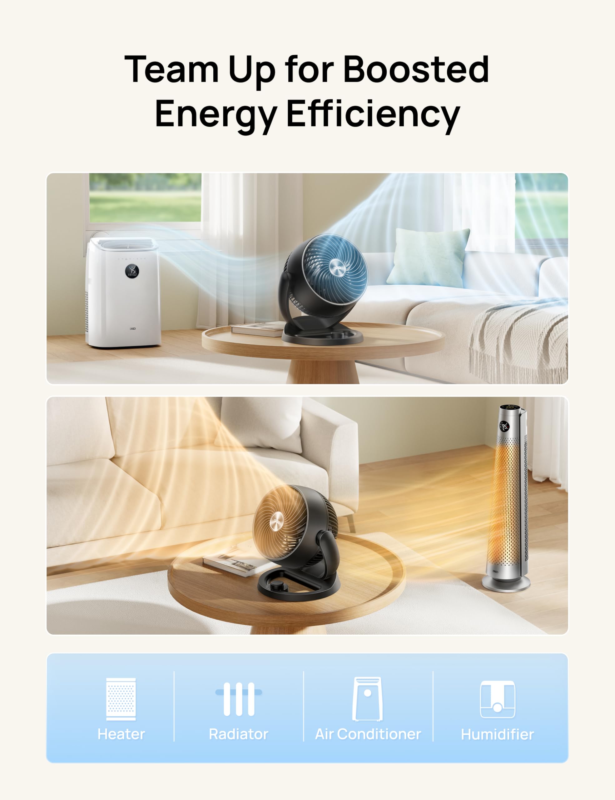 DREO Fan for Bedroom, 12 Inches, 70ft Powerful Airflow, 25db Quiet Table Air Circulator Fans for Whole Room, 120° Adjustable Tilt Desk Fan, 3 Speeds, Desktop Fan for Home, Office, Kitchen, RV 🍁 All In One Marketplace Canada