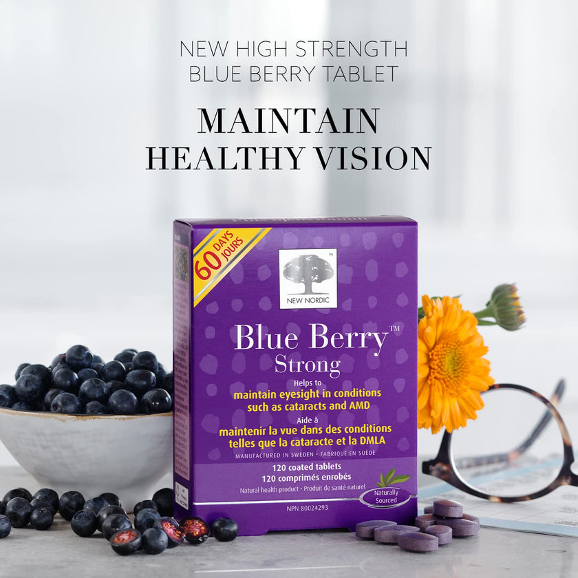 New Nordic Blue Berry Strong 120 Coated Tablets, 60-Day Supply, Vegan Eye Support Supplement with Bilberry & Lutein for Clear Vision & Macular Health 🍁 All In One Marketplace Canada