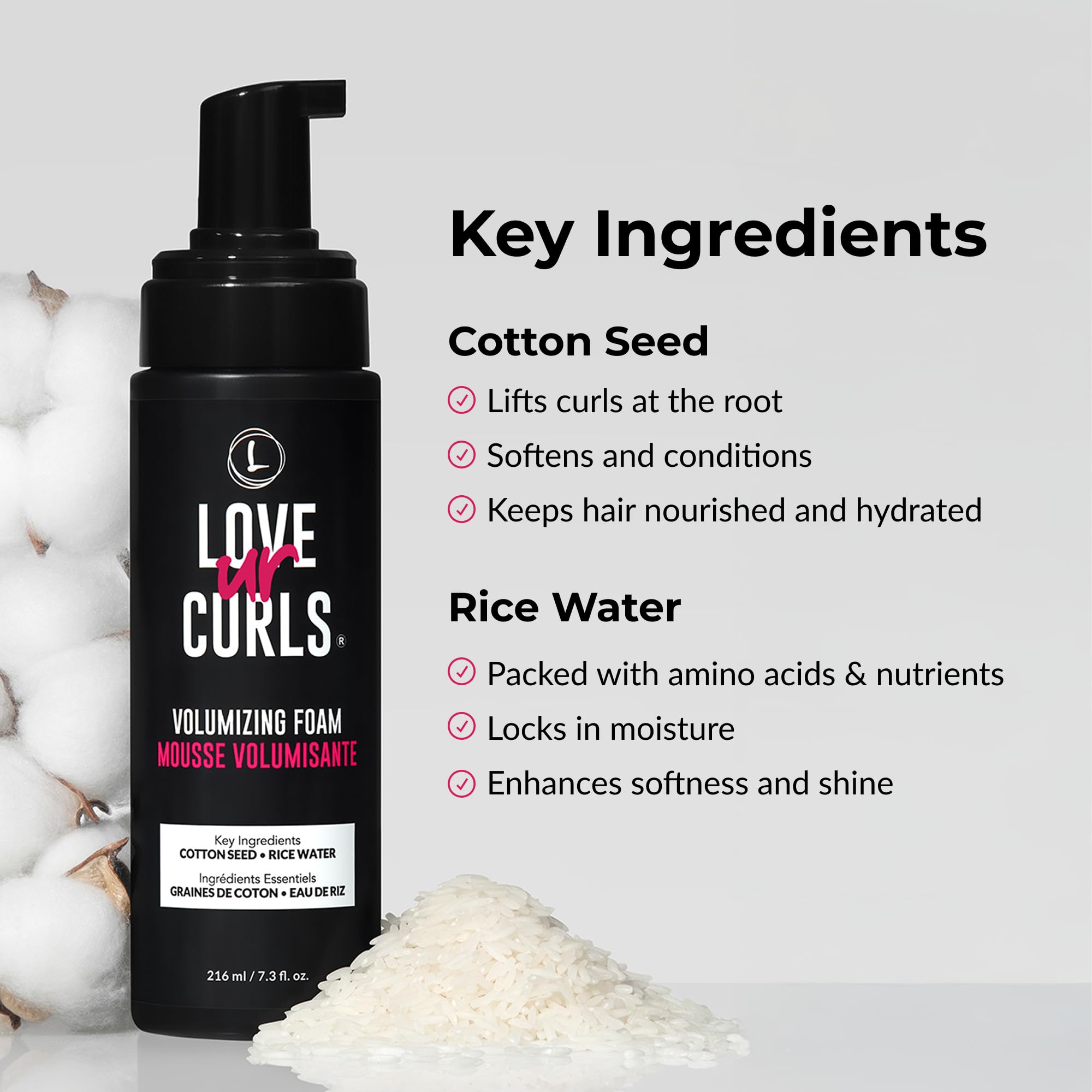 Love Ur Curls® Volumizing Foam, Lightweight Mousse for Curly Hair, Volume & Definition, Frizz Control, Soft Hold, Vegan, Silicone-Free, Quick-Drying, 7.3Fl. Oz. 🍁 All In One Marketplace Canada