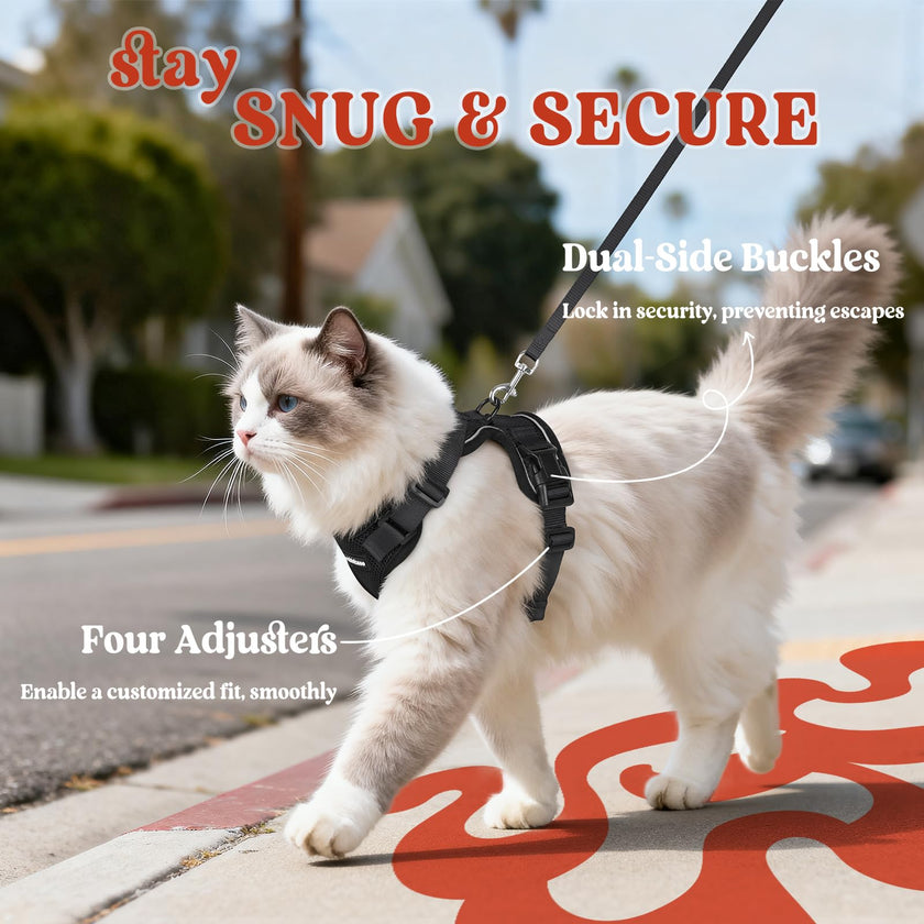 rabbitgoo Cat Harness and Leash for Walking, Escape Proof Soft Adjustable Vest Harnesses for Small Medium Cats, Easy Control Breathable Reflective Strips Jacket, XS, Black 🍁 All In One Marketplace Canada