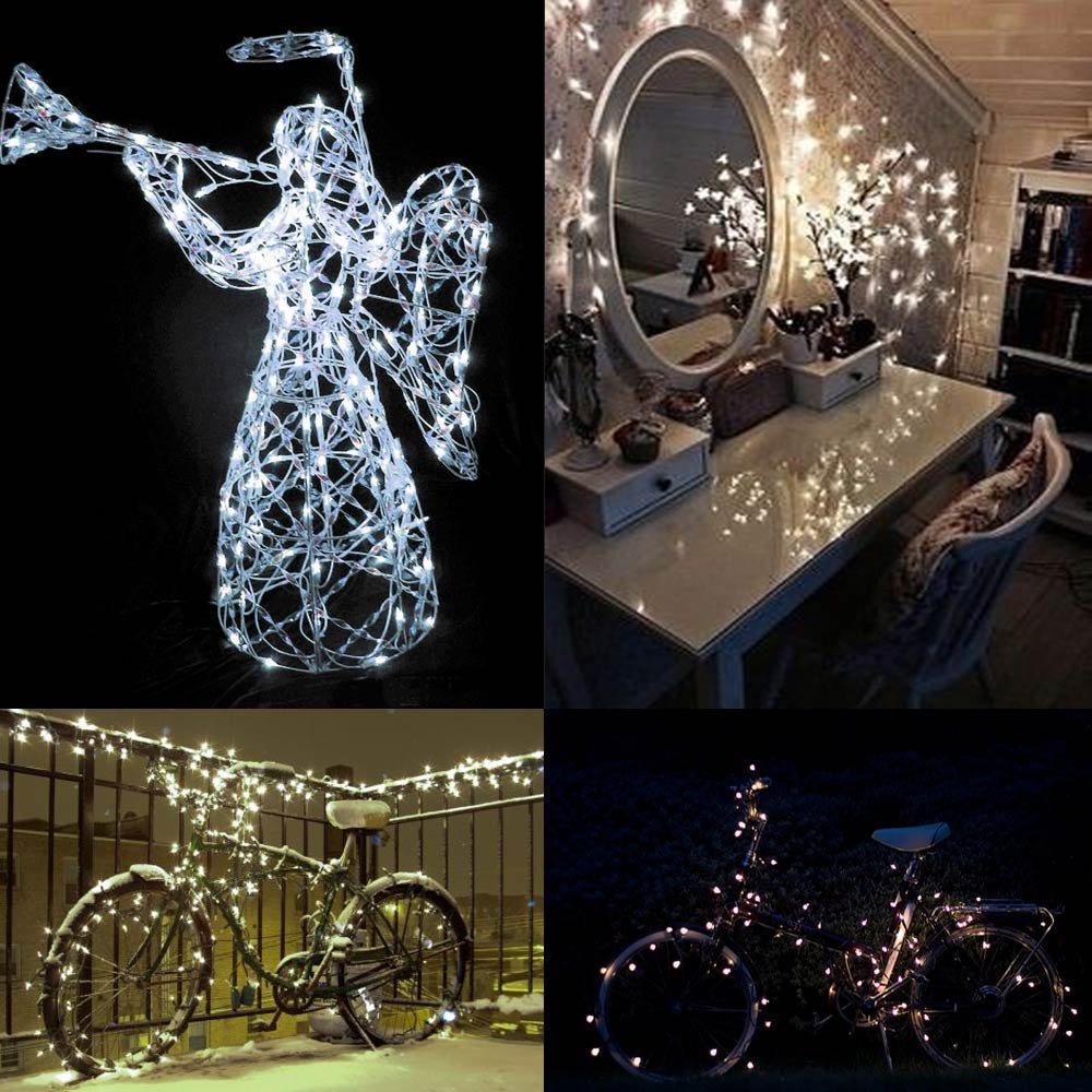 Lomotech Solar String Lights Outdoor - 2 Pack Total 66ft 200LED Solar Fairy Lights Waterproof 8 Modes Twinkle Lights for Outdoor, Patio, Garden, Yard, Party, Wedding, Tree Decoration (White) 🍁 All In One Marketplace Canada