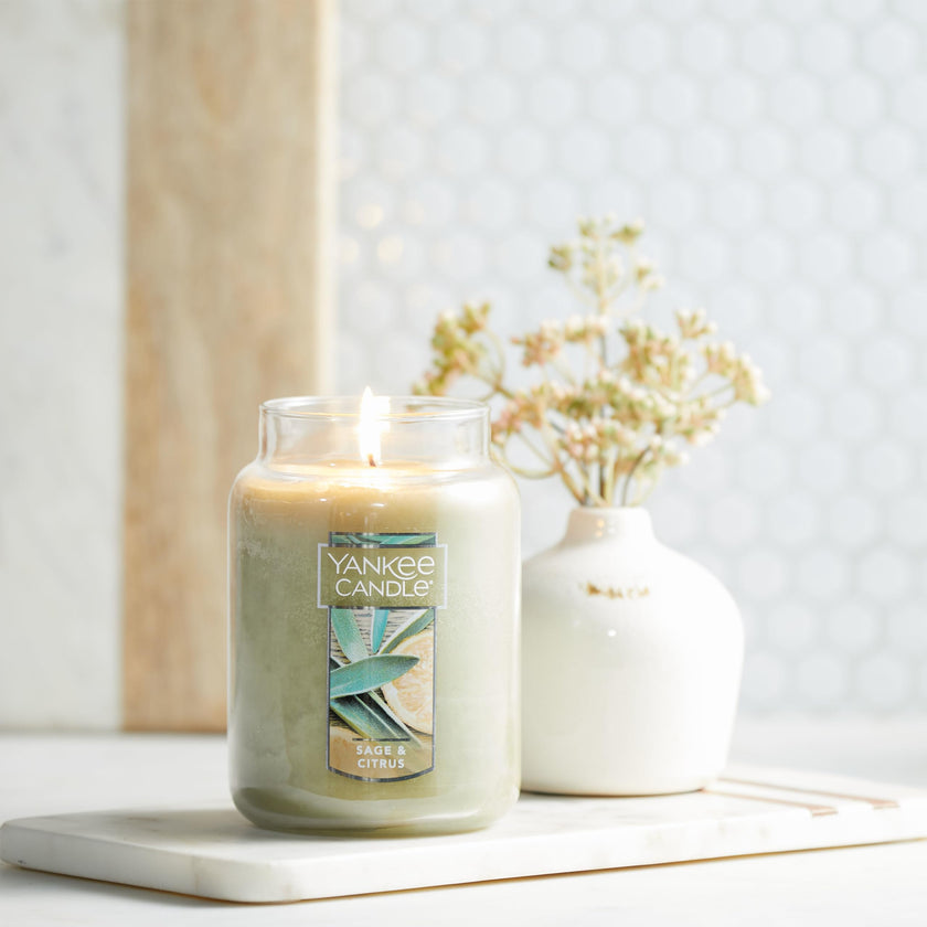Yankee Candle Scented Candle, Sage & Citrus, Original Large Jar Candle, 110-150 Hours of Burn Time, 22 oz. 🍁 All In One Marketplace Canada