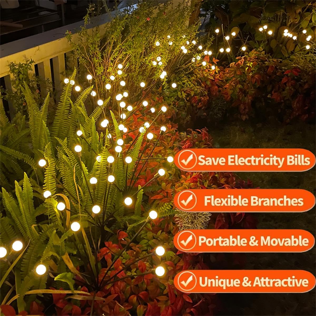 SIOTMERA 8 Count Solar Lights Outdoor Waterproof IPX5, Solar Garden Lights, Wind Swaying Firefly Lights, Solar Christmas Lights, for Yard Lawn Pathway Decoration Lighting,6LED WarmYellow 🍁 All In One Marketplace Canada