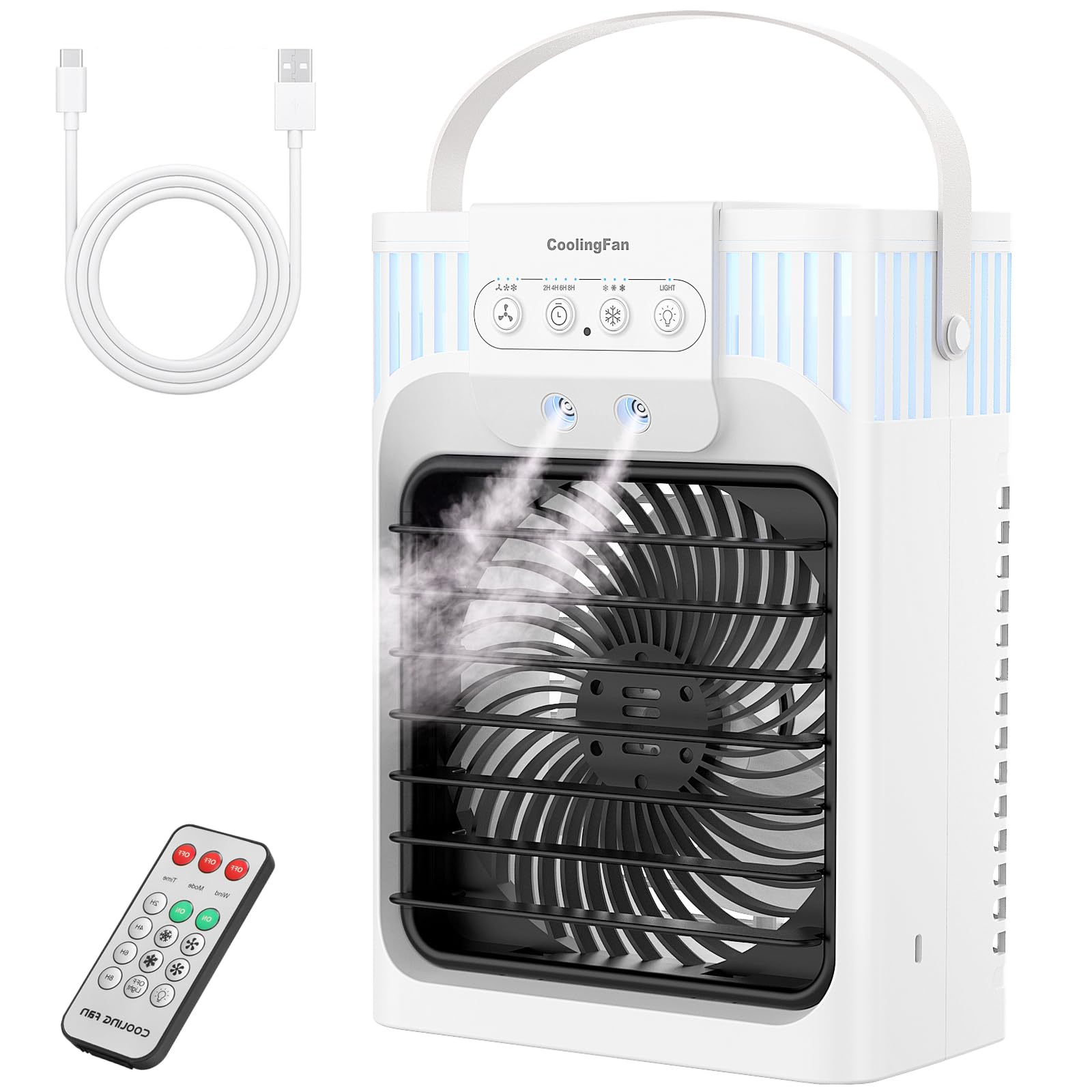 Portable Air Conditioners, 4 in 1 1200ML Personal Air Conditioner, Evaporative Air Cooler Fan with Remote, 7 RGB Light Modes, 3 Speeds & 2-8H Timer for Bedroom,Car,Nightstand, Office, Dorm, RV 🍁 All In One Marketplace Canada