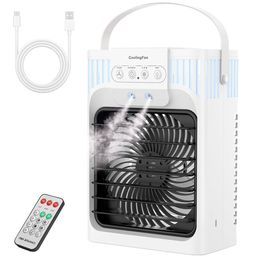 Portable Air Conditioners, 4 in 1 1200ML Personal Air Conditioner, Evaporative Air Cooler Fan with Remote, 7 RGB Light Modes, 3 Speeds & 2-8H Timer for Bedroom,Car,Nightstand, Office, Dorm, RV 🍁 All In One Marketplace Canada