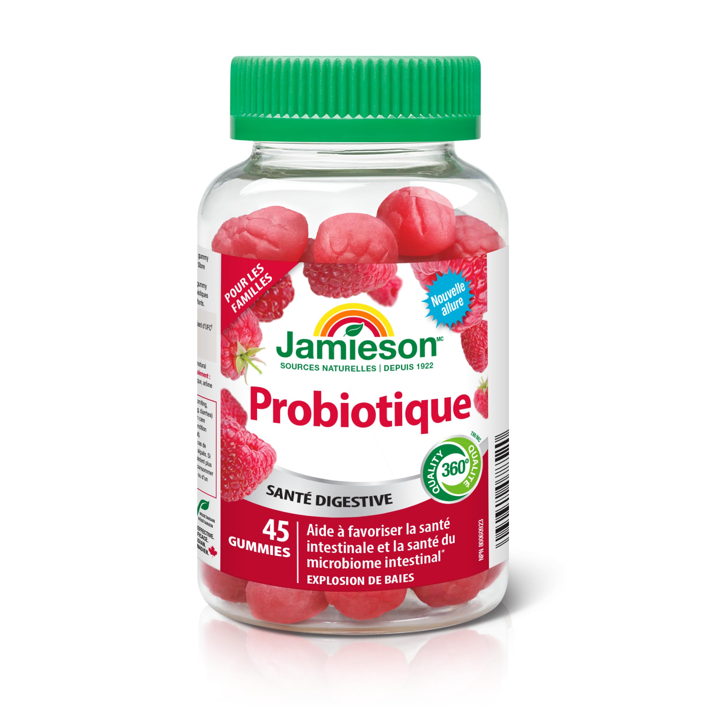 Jamieson Probiotic Gummy, 1 Billion CFU, Berry Blast Flavour, Family Friendly (3+). 45 Gummies. Improves Digestive Health, Supports a Healthy Microbiome, No Artificial Colours or Flavours 🍁 All In One Marketplace Canada