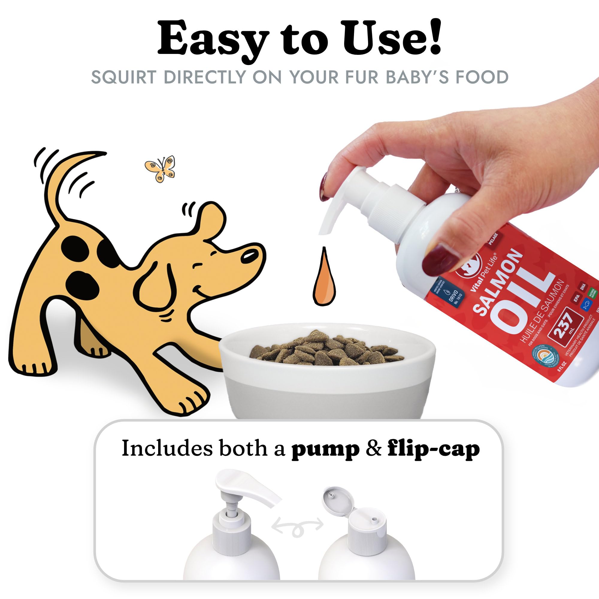 Salmon Oil for Dogs 237 mL - Healthy Skin & Coat, Fish Oil, Omega 3 EPA DHA, Liquid Food Supplement for Pets, All Natural, Supports Joint & Bone Health, Natural Allergy & Inflammation Defense 🍁 All In One Marketplace Canada