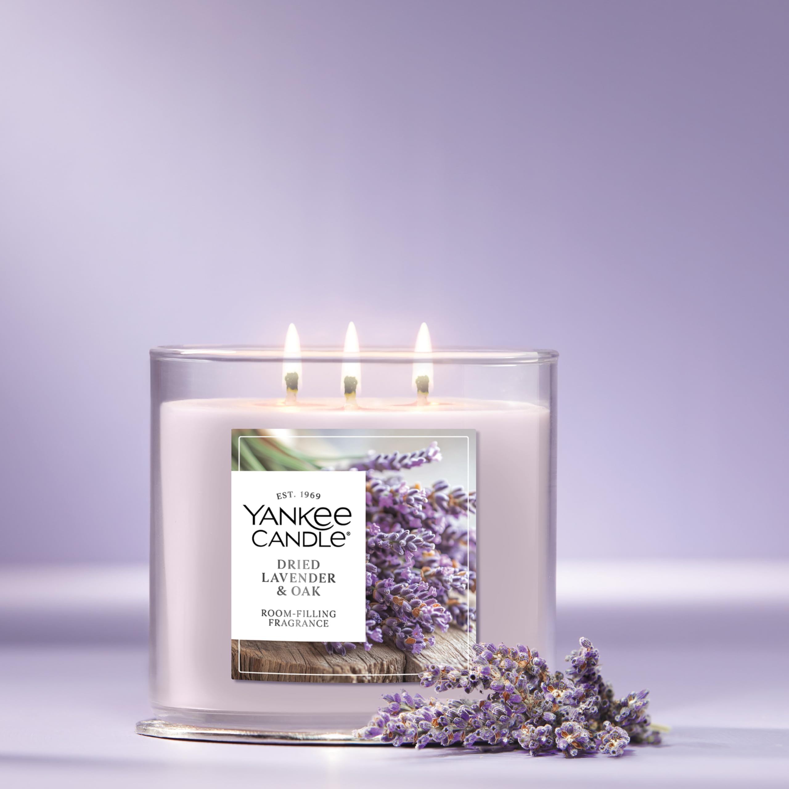 Yankee Candle 3 Wick Candle Jar, Scented Candle with up to 40 Hours of Burn Time, Premium Plant Wax Blend for Consistent Long Lasting Scent from First to Last Burn, Dried Lavender & Oak 🍁 All In One Marketplace Canada
