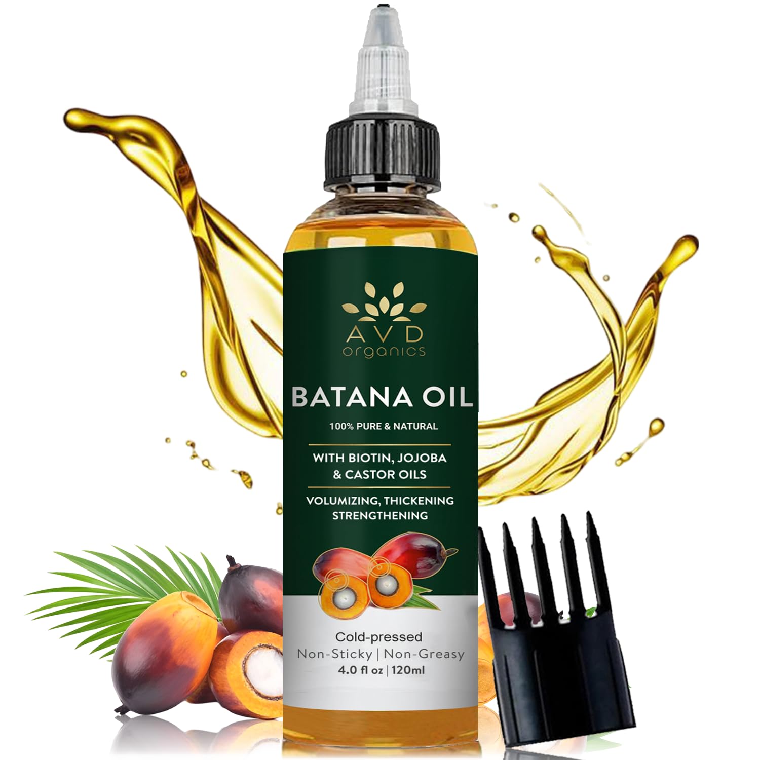 AVD Organics Raw Batana Oil for Hair | 100% Pure batana oil for Hair Growth - Promotes Thicker, Stronger Hair | Ideal for Men & Women | 120ML 🍁 All In One Marketplace Canada