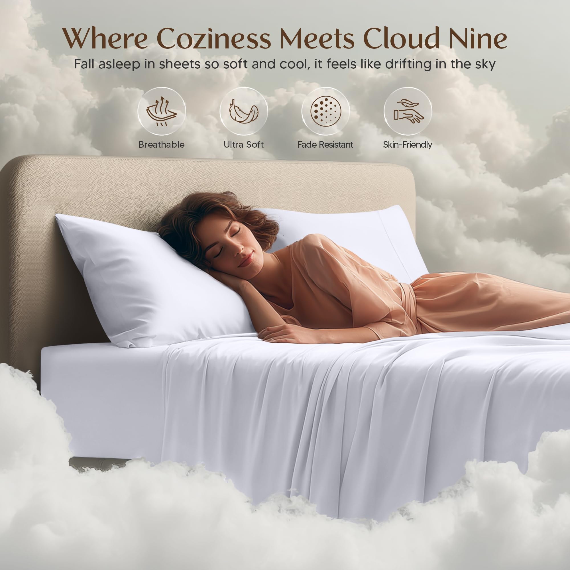 Utopia Bedding Queen Bed Sheets - 4 Piece Queen Size Cooling Sheet Set - Hotel Luxury Soft Breathable Microfiber, Oeko-TEX, Deep Pocket Easy Fit & Care, Fade & Wrinkle Resistant, White 🍁 All In One Marketplace Canada