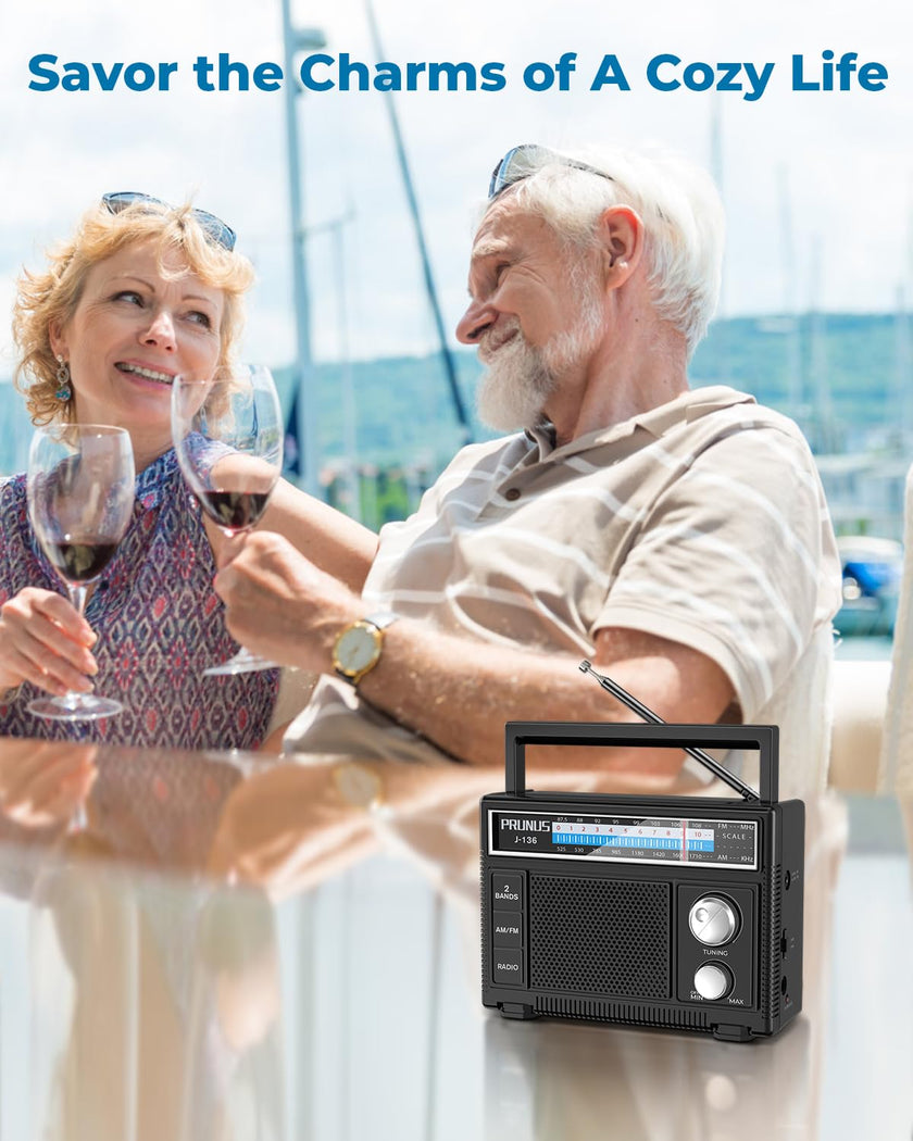 PRUNUS Portable Radio AM FM, Transistor Radio Battery Operated and Plug in Wall,Loud Speaker Support AUX in and Micphone in, Small Radios Portable AM FM J-136 🍁 All In One Marketplace Canada