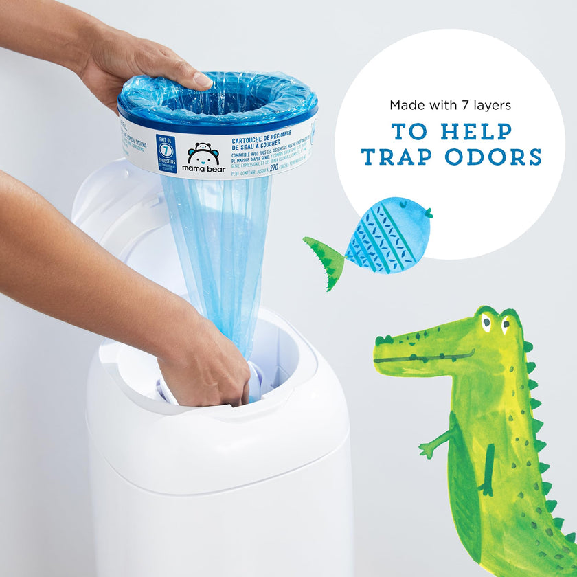 Mama Bear Diaper Pail Refills for Diaper Genie Pails, 270 Count (Pack of 4) 🍁 All In One Marketplace Canada