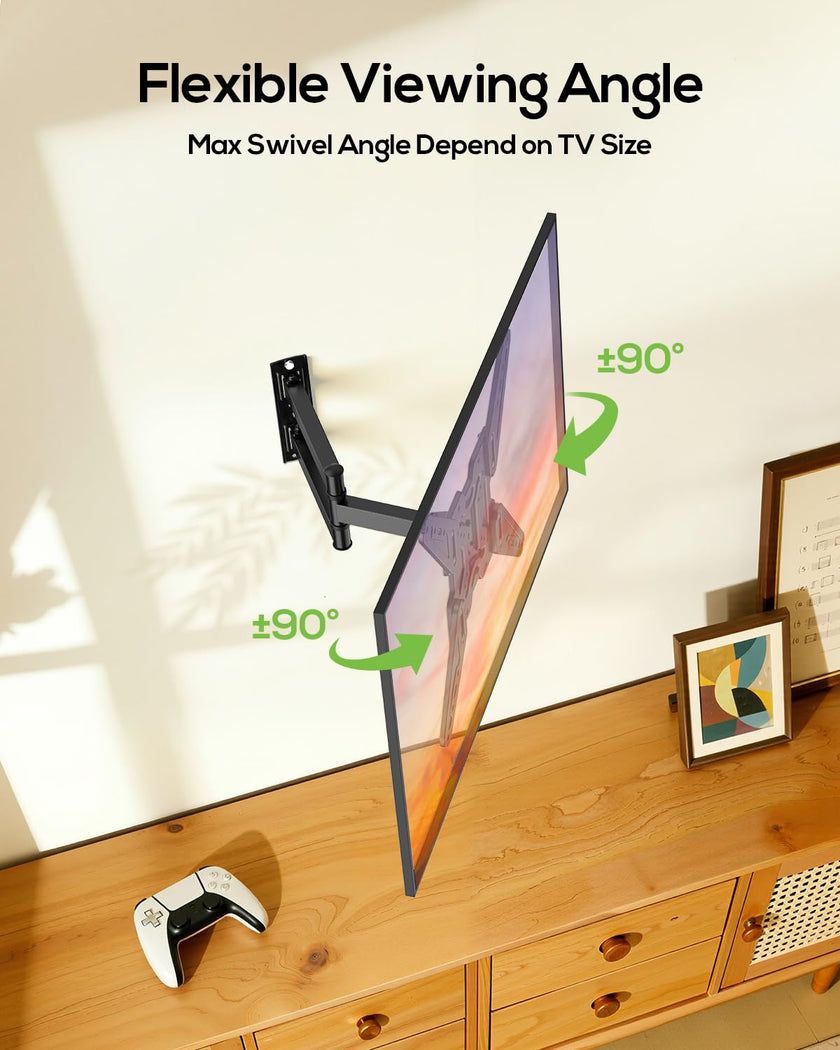 USX MOUNT Full Motion TV Wall Mount for 26-65 Inch TVs up to 77Lbs, Wall Mount TV Bracket, Single Stud Articulating TV Mount, Smooth Swivel Extension, Max VESA 400x400 mm, XMM919 🍁 All In One Marketplace Canada