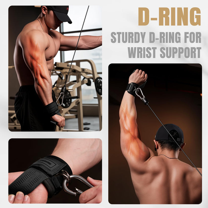 MANUEKLEAR Non-Slip Wrist Straps for Weightlifting Deadlifting, Gym Lifting Straps with D Rings for Cable Machine Workout, 10mm Neoprene Padded Weight lifting Wrist Wraps for Men Women (Black, M (6.3-7.5inch)) 🍁 All In One Marketplace Canada