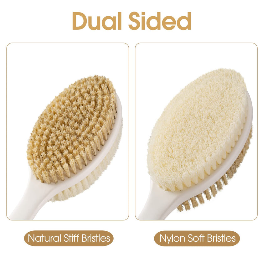 Backski Back Scrubber Anti Slip for Shower,Shower Brush Long Handle with Stiff and Soft Bristles,Body Exfoliator for Bath or Dry Brush(Blue) 🍁 All In One Marketplace Canada