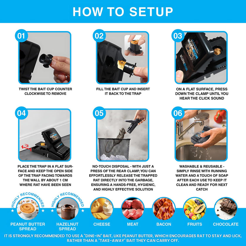 MOUSINATOR Rat Trap | 6-Pack | Large Rat Snap Traps for Indoor and Outdoor Use | Easy to Set | Safe and Reusable Design | Easy to Clean | Effective Powerful Large Mouse Trap that Works Instantly 🍁 All In One Marketplace Canada