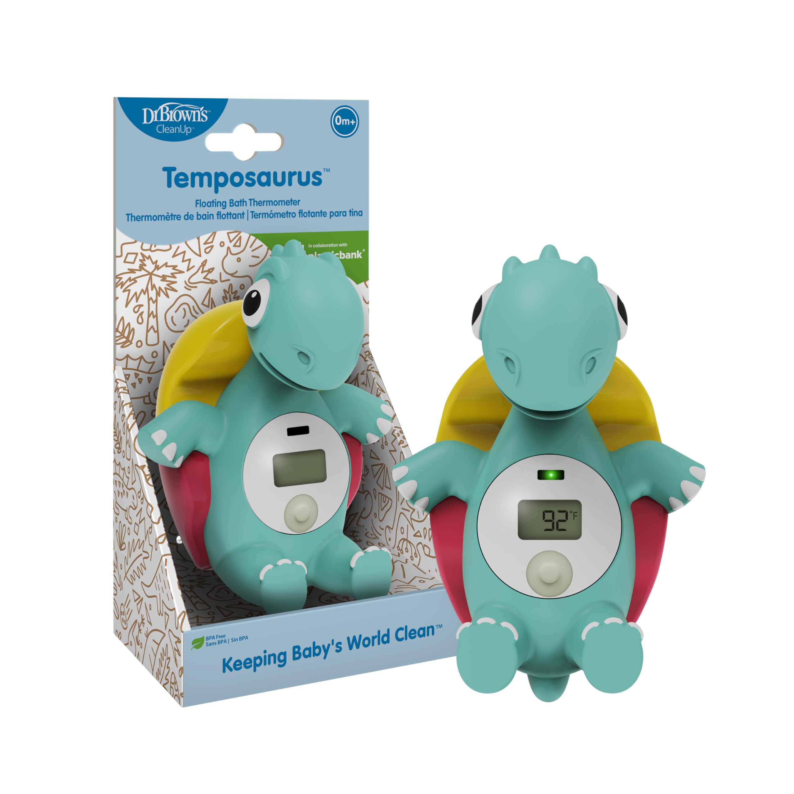 Dr. Brown's CleanUp Temposaurus Floating Bath Thermometer for Accurately Measuring Baby’s Bath Water Temperature, BPA Free 🍁 All In One Marketplace Canada