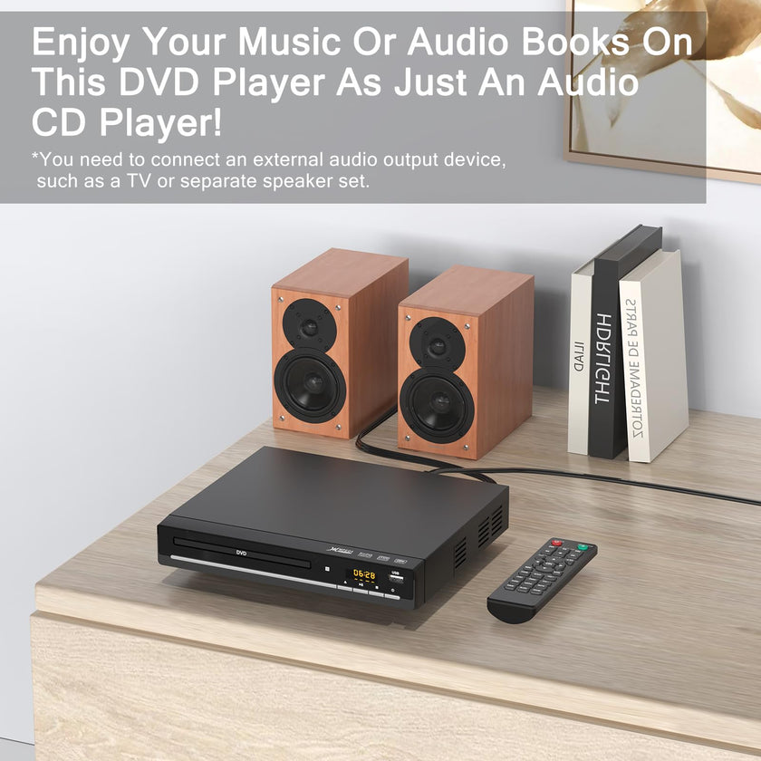 DVD Players for TV with HDMI,Plays All Regions and Formats,CD Player for Home,Support 1080P Video/CD/DVD/VCD/JPEG/USB, Remote, HDMI and RCA Cables Included 🍁 All In One Marketplace Canada