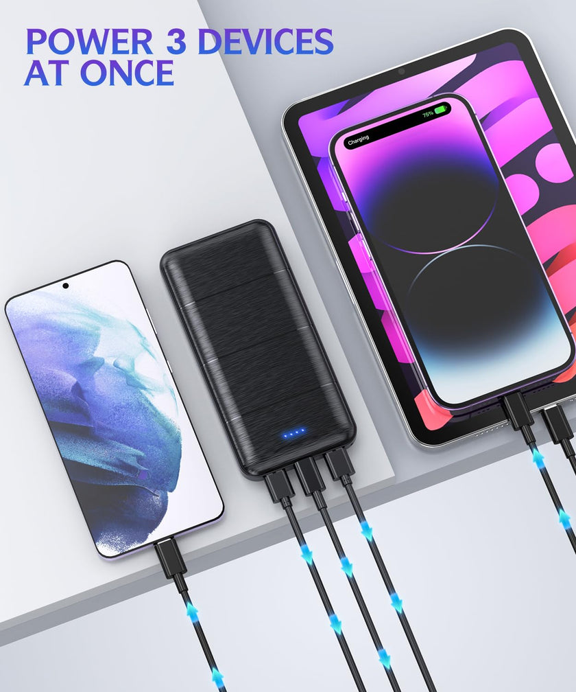 Portable-Charger-Power-Bank - 2 Pack 15000mAh Dual USB Power Bank Output 5V3.1A Fast Charger Portable Charger Compatible with Smartphones and All USB Devices (Deep Black and White) 🍁 All In One Marketplace Canada