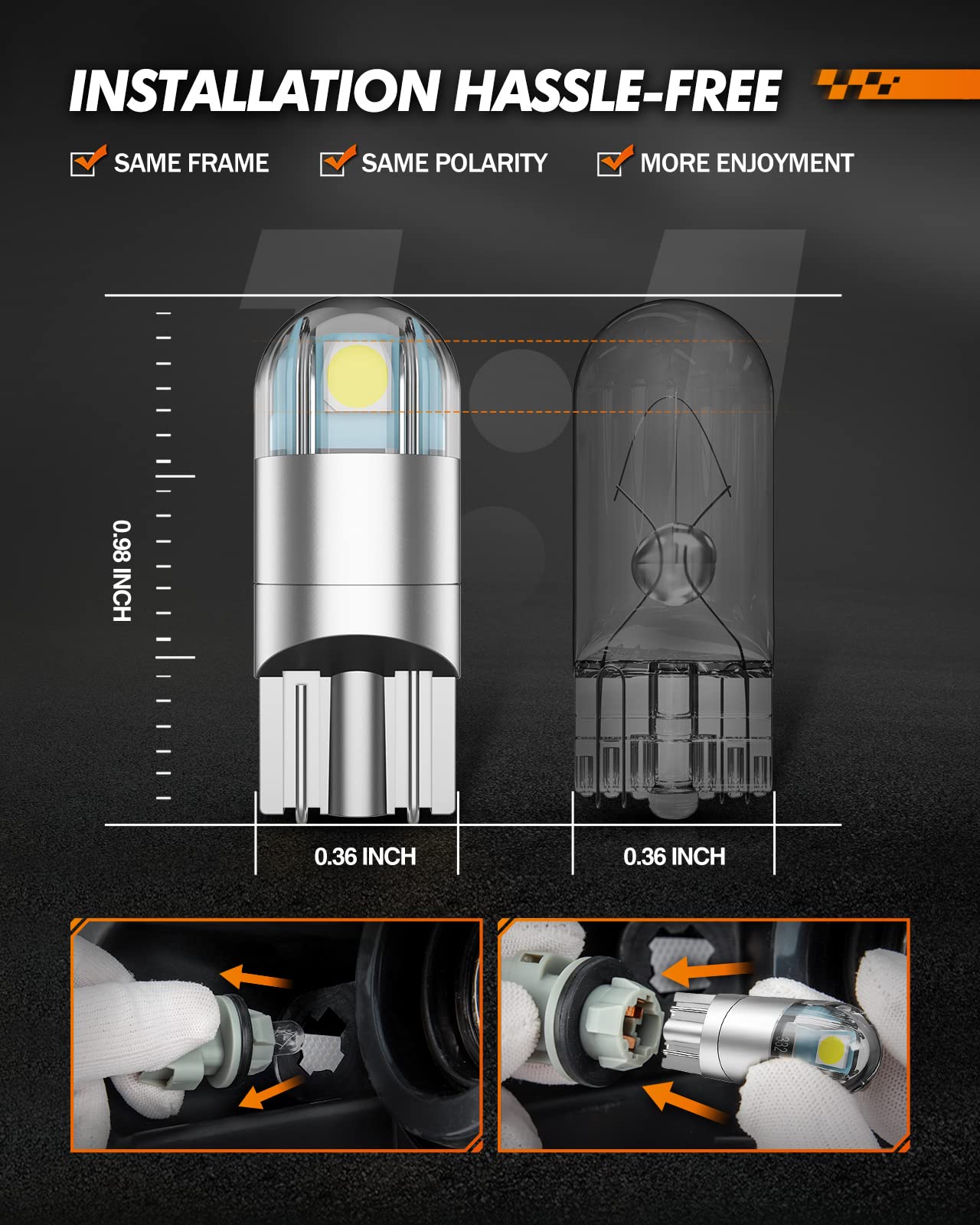 SEALIGHT 194 LED Bulbs 6000K White, 168 2825 T10 W5W 3030 Bright LED Chips, Dome Light, Map Light, Door Light, Courtesy Light, License Plate Light, Pack of 10 🍁 All In One Marketplace Canada