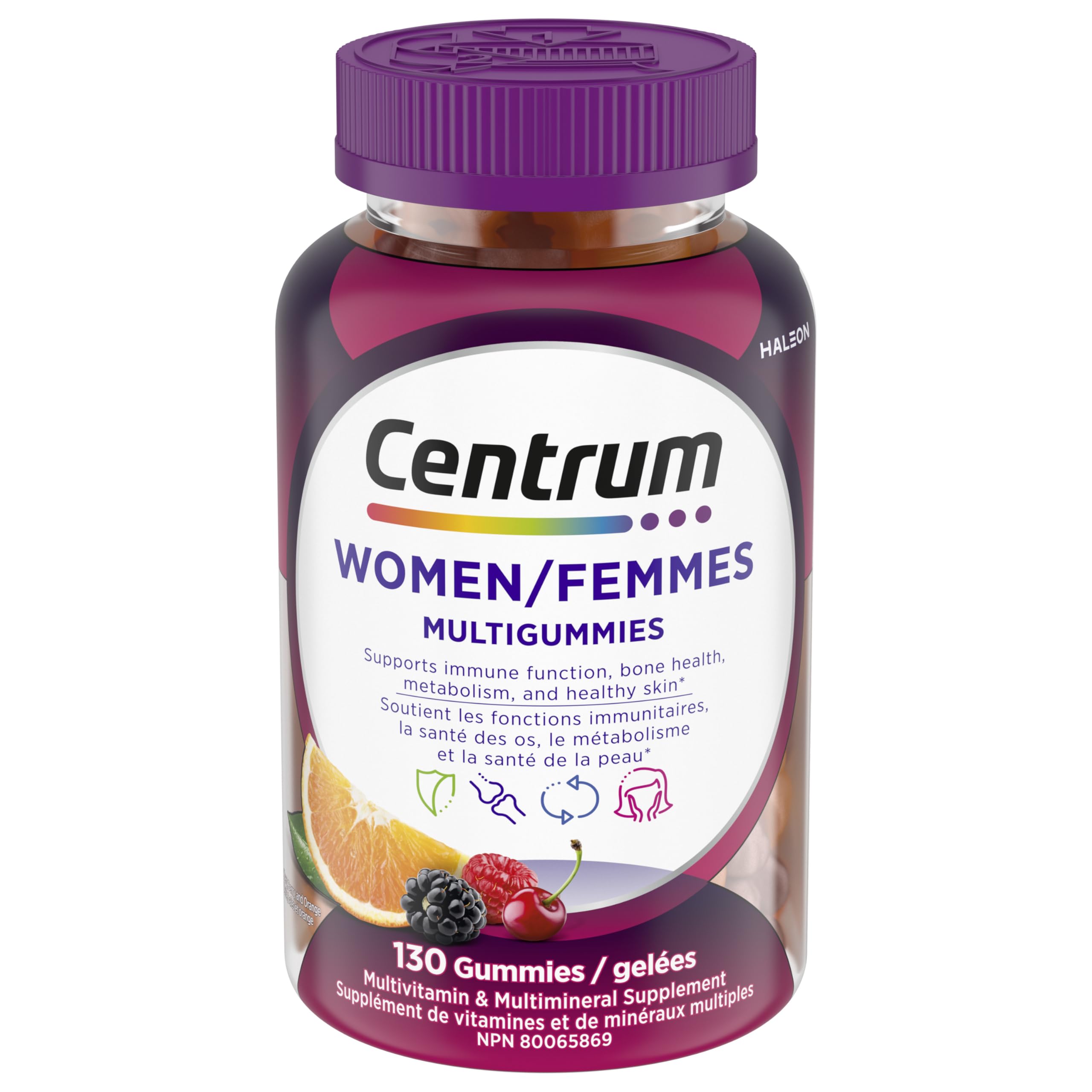 Centrum Women MultiGummies, Multivitamins/Minerals Gummies, Cherry, Berry, and Orange Flavours, 130 Gummies (Packaging May Vary) 🍁 All In One Marketplace Canada