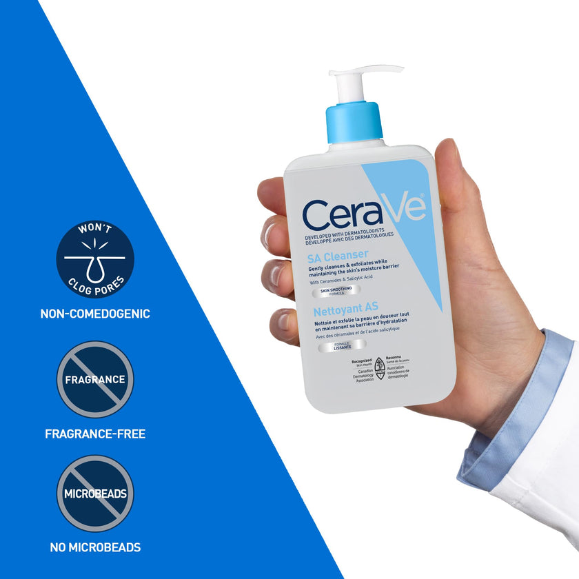 CeraVe Salicylic Acid Face Wash, Exfoliating Face & Body Gel Cleanser, Smooths Rough & Bumpy Skin, with Hyaluronic Acid, Niacinamide & Vitamin D, Fragrance-Free, Recommended by Dermatologists, 237mL 🍁 All In One Marketplace Canada