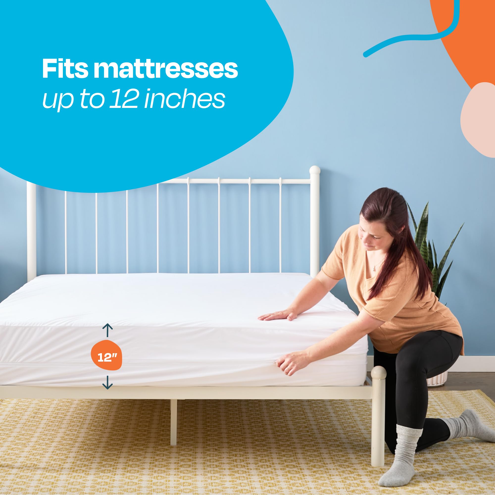 LINENSPA Zippered Encasement Waterproof, Dust Mite Proof, Bed Bug Proof, Hypoallergenic Breathable Mattress Protector - Full Size , White 🍁 All In One Marketplace Canada