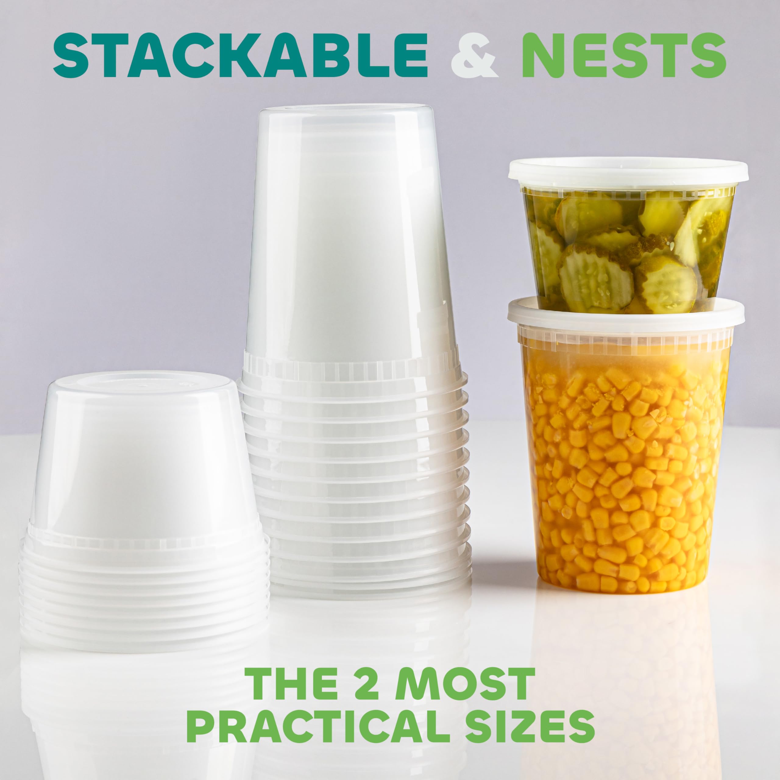 Deli Food Containers with Lids - (16 Sets) 8-32 Oz Quart Size & 8-16 Oz Pint Size Airtight Food Storage Takeout Meal Prep Containers, BPA-Free, Dishwasher, Microwave Safe 🍁 All In One Marketplace Canada
