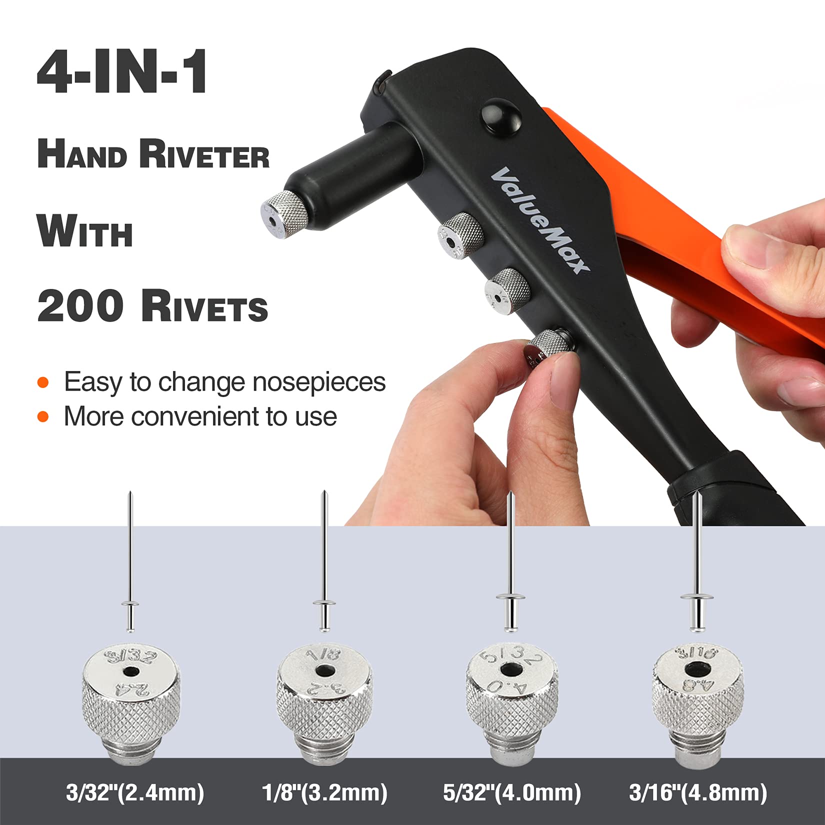 ValueMax 4-in-1 Hand Riveter/Rivet Gun, Pop Rivet Tool Kit with 200 Rivets 🍁 All In One Marketplace Canada