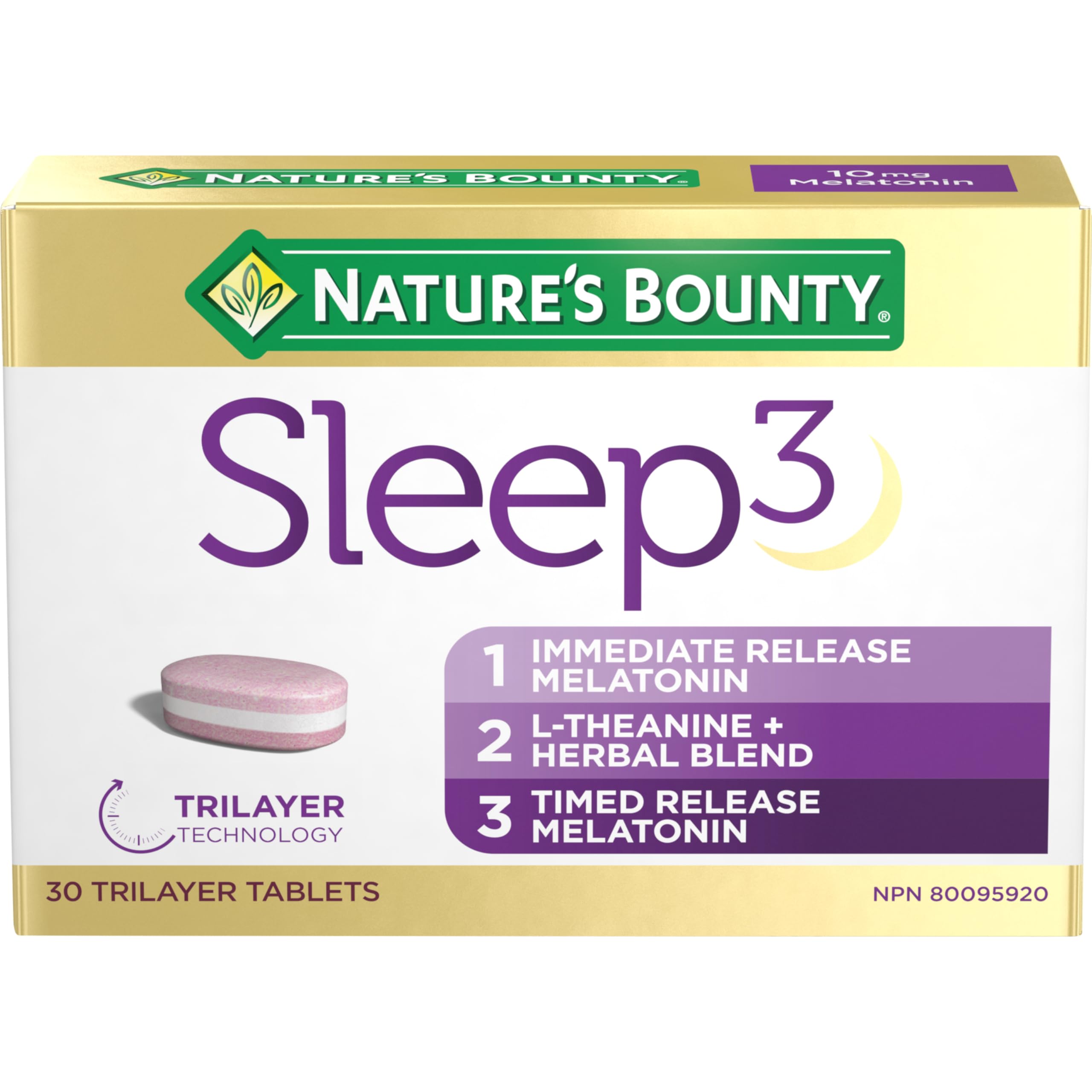 NATURE'S BOUNTY Sleep 3, Triplayer Technology, Melatonin, L-Theanine & Herbal Blend, 50 g 🍁 All In One Marketplace Canada