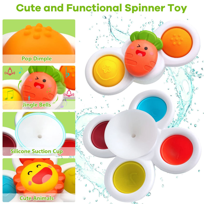 Suction Cup Spinner Toys for Baby, Baby Toys Sensory Toys Learning Toys for Toddlers 1-3, Baby Bath Toys for Babies 12-18 Months, 1 2 3 Year Old Girl Boy Gifts Idea (3 Pcs) 🍁 All In One Marketplace Canada