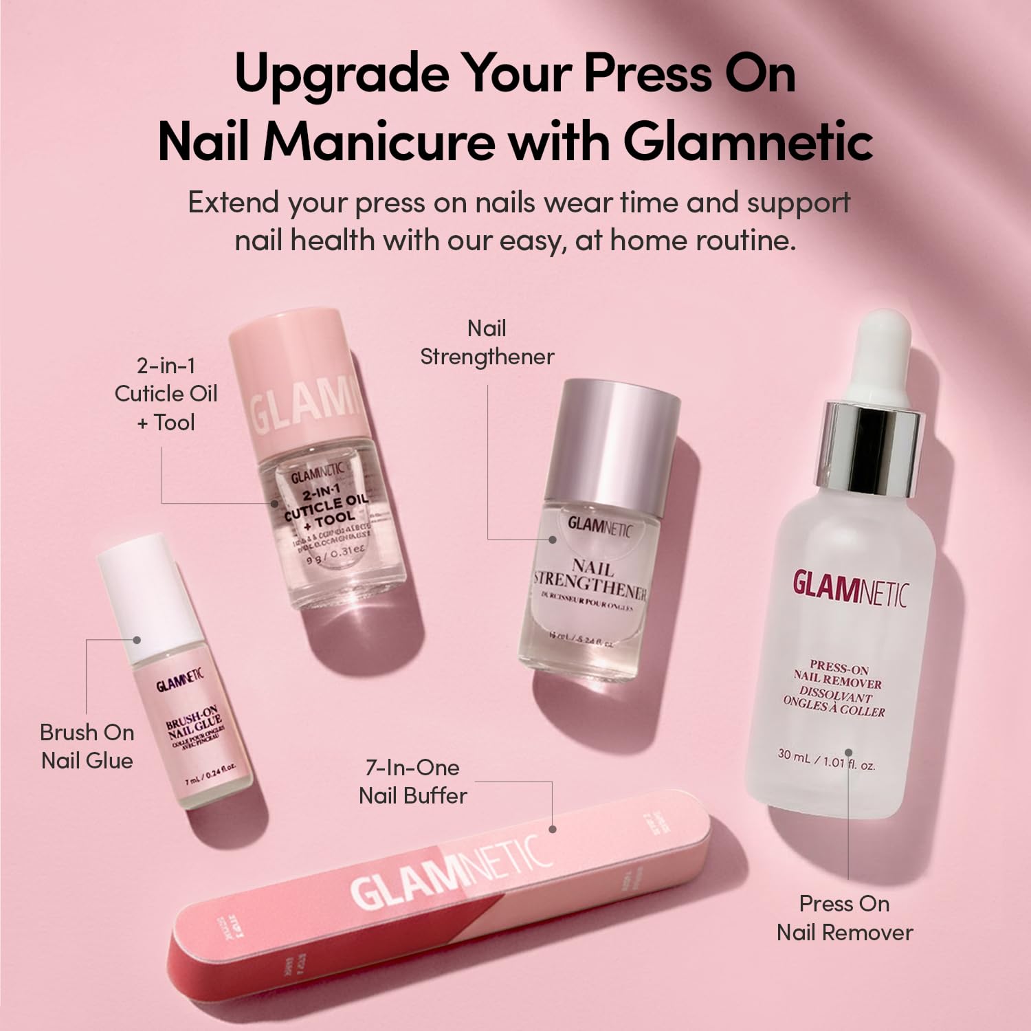 Glamnetic Press On Nails - Ma Damn | French Tip Nails, UV Finish Short Pointed Almond Shape, Reusable Semi-Transparent Nails in 12 Sizes - 24 Nail Kit with Glue 🍁 All In One Marketplace Canada