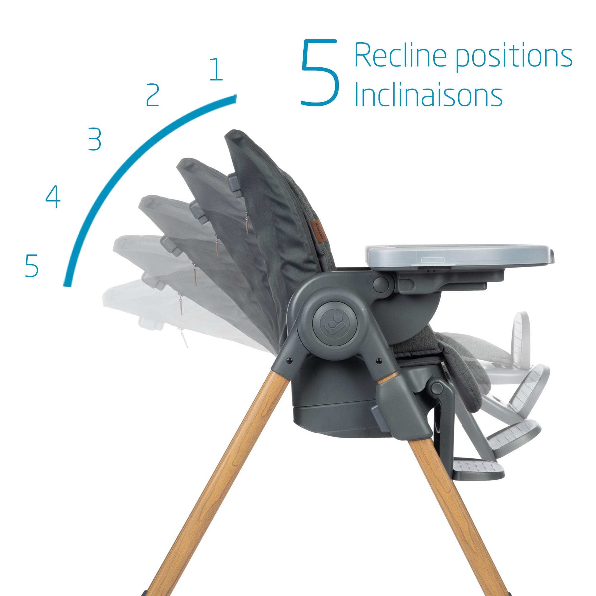 Maxi-Cosi Minla 6-in-1 High Chair, convertible, from birth, detachable kitchen booster seat, compact fold, easy to clean, Classic Graphite 🍁 All In One Marketplace Canada