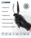LANON Food Safe Disposable Black Nitrile Gloves, Latex-Free, Powder-Free, Silicone-Free, Textured Fingertips, Cooking, Medium 🍁 All In One Marketplace Canada