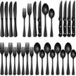 24-Piece Black Silverware Set with Steak Knives, Black Flatware Set for 4, Food-Grade Stainless Steel Tableware Cutlery Set, Mirror Finished Utensil Sets for Home Restaurant 🍁 All In One Marketplace Canada