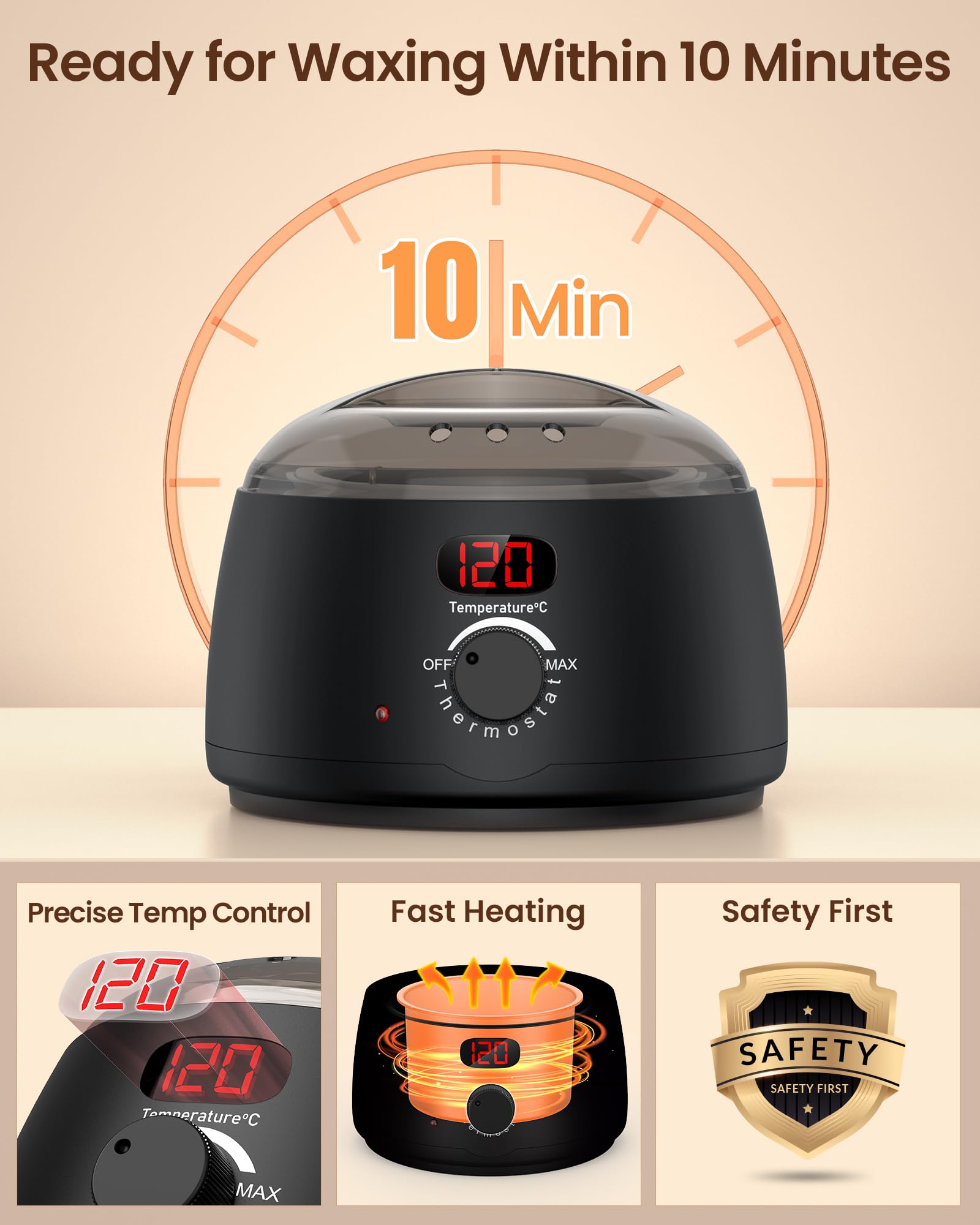 Waxing Kit for Women & Men: Digital Display Waxing Kits, Hard Wax Kit Wax Warmer for Hair Removal with 4-Pack Hard Wax Beads- All-in-One at-Home Wax Pot Machine for Brazilian, Bikini, Legs & Body 🍁 All In One Marketplace Canada