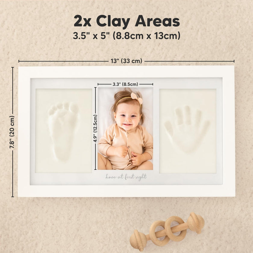 Baby Hand and Footprint Kit - Clay Handprint Keepsake Frame, Newborn Nursery Picture Frame, Personalized New Mom Gifts for Baby Shower & Registry (Alpine White) 🍁 All In One Marketplace Canada