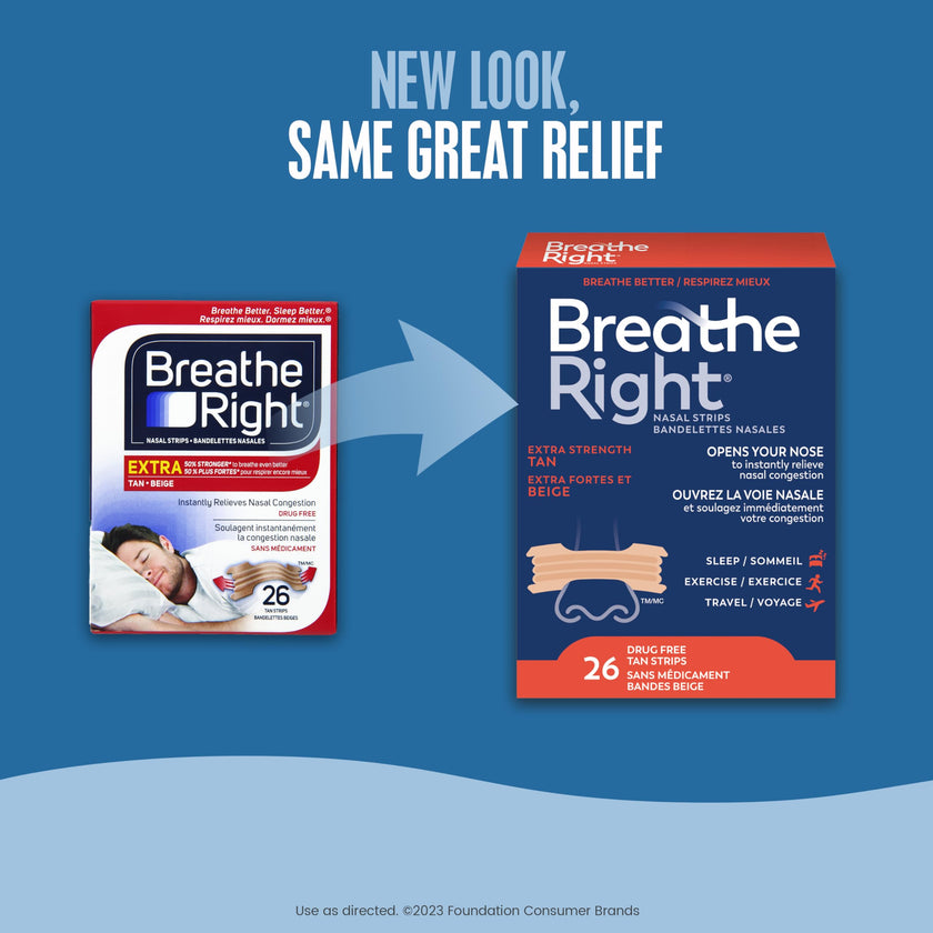 Breathe Right Nasal Strips, Extra Strength, Tan, Drug-Free Snoring Solution & Nasal Congestion Relief Caused by Colds & Allergies, Nightly Sleep, 26 Count 🍁 All In One Marketplace Canada