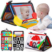 Tummy Time Baby Mirror Toy, Black and White High Contrast Baby Newborn Toys 3 6 12 Months, Montessori Crinkle Cloth Book Sensory Activity Development Gift for 0-6 Months Infant Boys Girls Easter Gift 🍁 All In One Marketplace Canada
