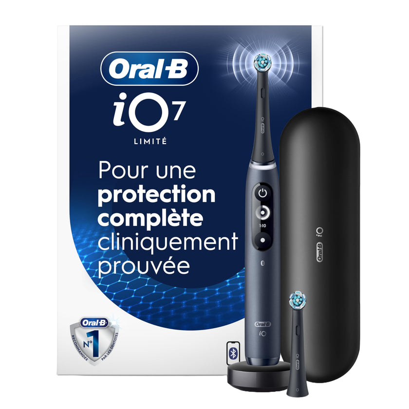 Oral-B iO Deep Clean + Protect Rechargeable Electric Toothbrush, Black with Visible Pressure Sensor, 5 Cleaning Settings, 2 Min Timer, a iO Series 7 Toothbrush, 2 Replacement Brush Heads, and Charging Travel Case 🍁 All In One Marketplace Canada
