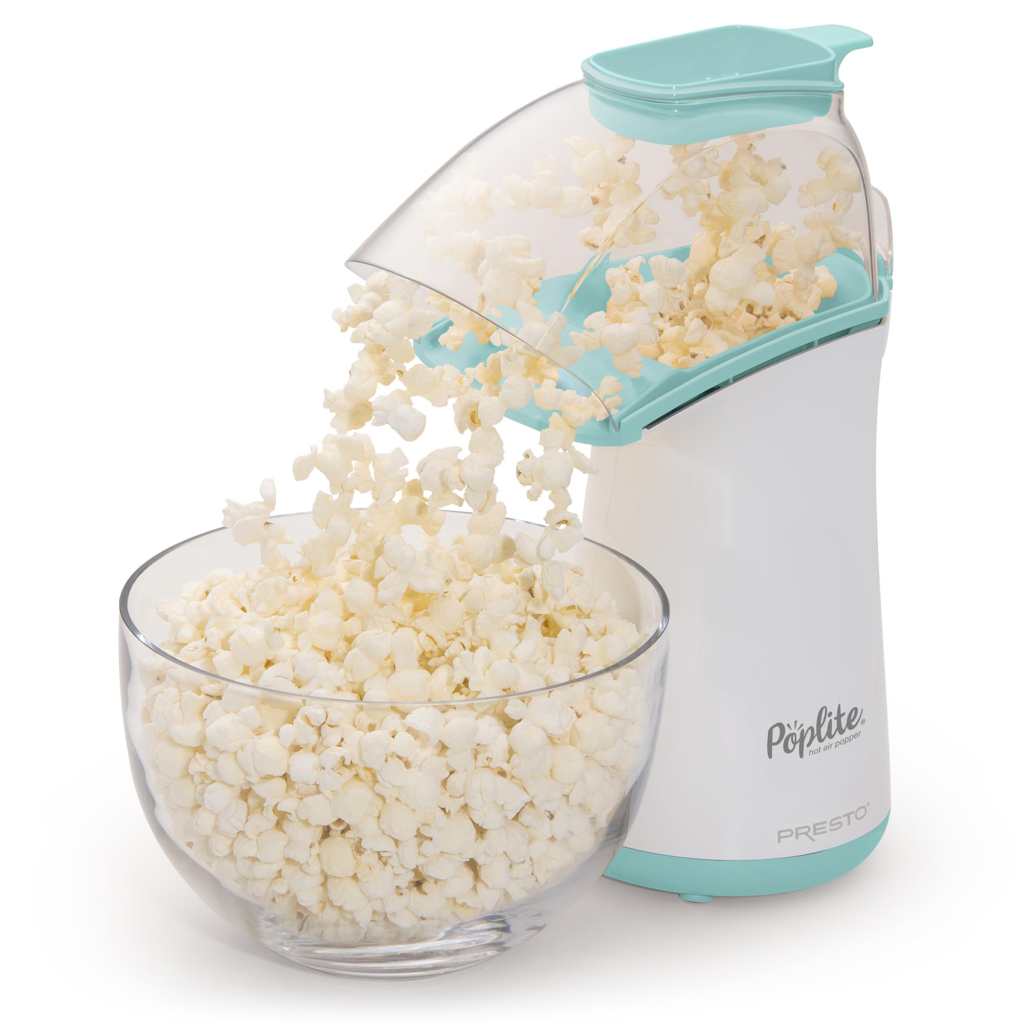Presto 04869 Poplite Hot Air Popcorn Popper - Built-In Measuring Cup + Melts Butter, Easy to Clean, Built-In Cord Wrap, 18 Cups, Aqua/White 🍁 All In One Marketplace Canada