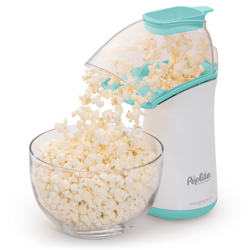 Presto 04869 Poplite Hot Air Popcorn Popper - Built-In Measuring Cup + Melts Butter, Easy to Clean, Built-In Cord Wrap, 18 Cups, Aqua/White 🍁 All In One Marketplace Canada
