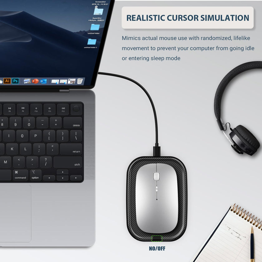 Yonktoo Mouse Jiggler Undetectable – Ultra Slim Mouse Mover with Realistic Movement, No Software Needed, Keeps Your PC Awake and Active, Keeps Computer Awake for Office or Remote Work - Black 🍁 All In One Marketplace Canada