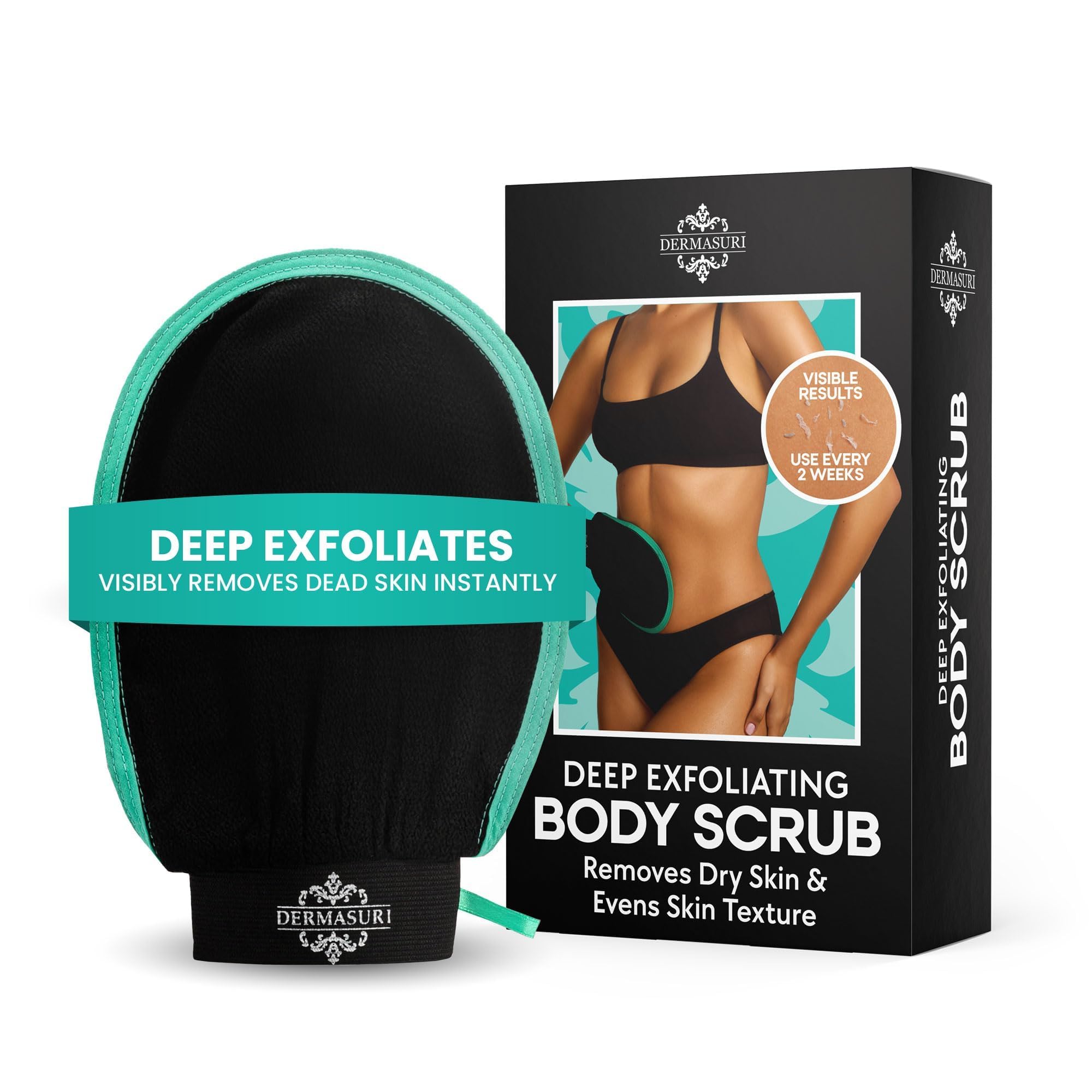 Dermasuri - Deep Exfoliating Glove - Korean Exfoliating Mitt & Body Scrubber - Keratosis Pilaris Treatment Scrub - Self Tanner Mitt & Ingrown Hair Exfoliator - Shower Gloves for Women & Men - (1 Pack) 🍁 All In One Marketplace Canada