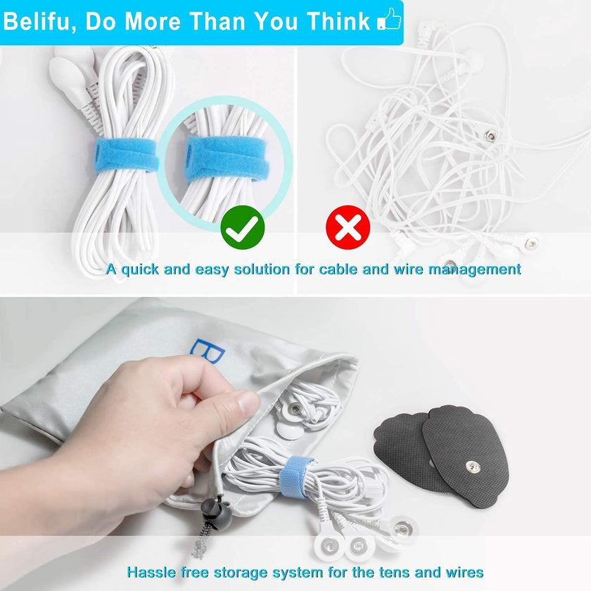 Belifu Dual Channel TENS EMS Unit 24 Modes Muscle Stimulator for Pain Relief Therapy, Electronic Pulse Massager Muscle Massager with 10 Pads, Dust-Proof Drawstring Storage Bag，Fastening Cable Ties 🍁 All In One Marketplace Canada