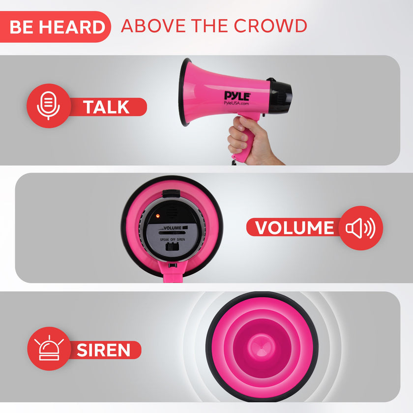 Pyle Megaphone with Siren – Loud Handheld Bullhorn with Voice Amplifier & Adjustable Volume – Portable PA System for Coaches, Cheerleading, Outdoor Events, and Emergency Use, 20W 🍁 All In One Marketplace Canada