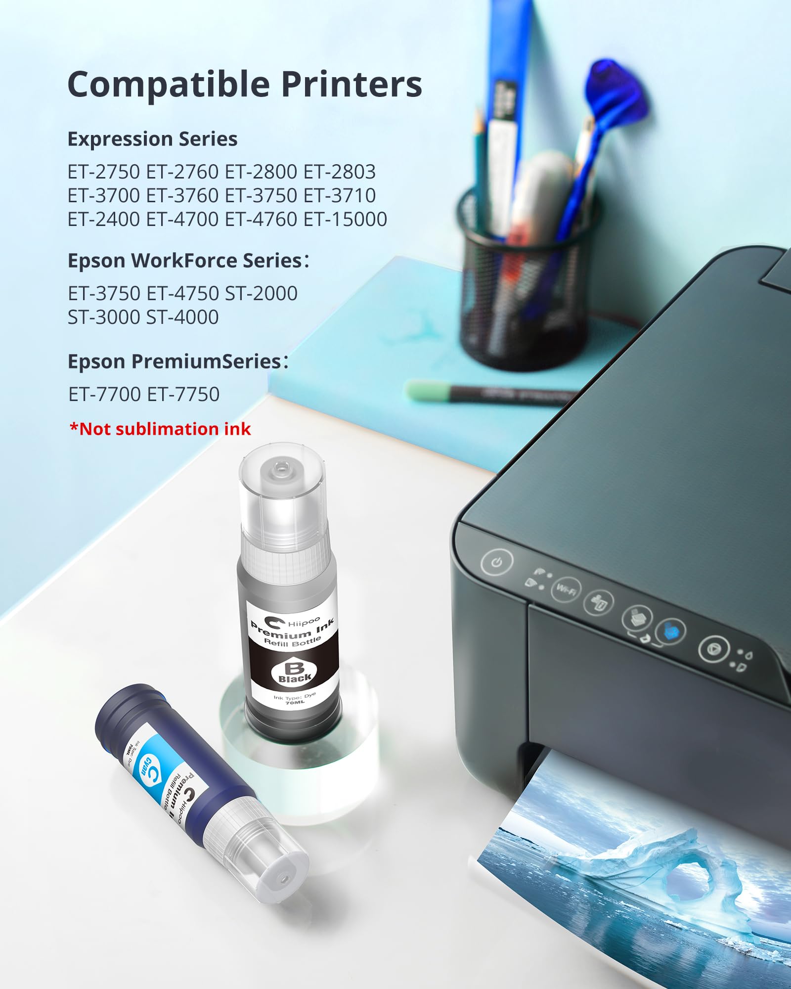 Hiipoo Refill Ink Bottle Replacement for T502 502 Ink for Epson ET-2750 ET2720 ET-2803 ET-2800 ET-2980 ET-3750 ET-4750 ET-3760 ET-4760 ET-2850 ET-4800 ET-3700 ET-15000 Printer 🍁 All In One Marketplace Canada