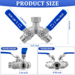Garden Hose Splitter 2 Way, 304 Stainless Steel Heavy Duty Water Hose Splitter with Long Handle, 3/4