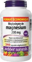 Webber Naturals Magnesium Bisglycinate 200 mg, 240 Capsules, Supports Bone and Muscle Functions, Vegan 🍁 All In One Marketplace Canada